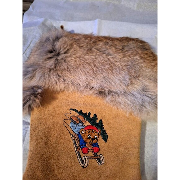 HAPPY HOLIDAYS CHRISTMAS STOCKING‎ WITH FUR LINING-14”-NEW 2 Stockings - Picture 7 of 11